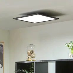 Lindby LED-panel Lamin, sort, 40 cm, CCT, dæmpbar, fjernbetjening