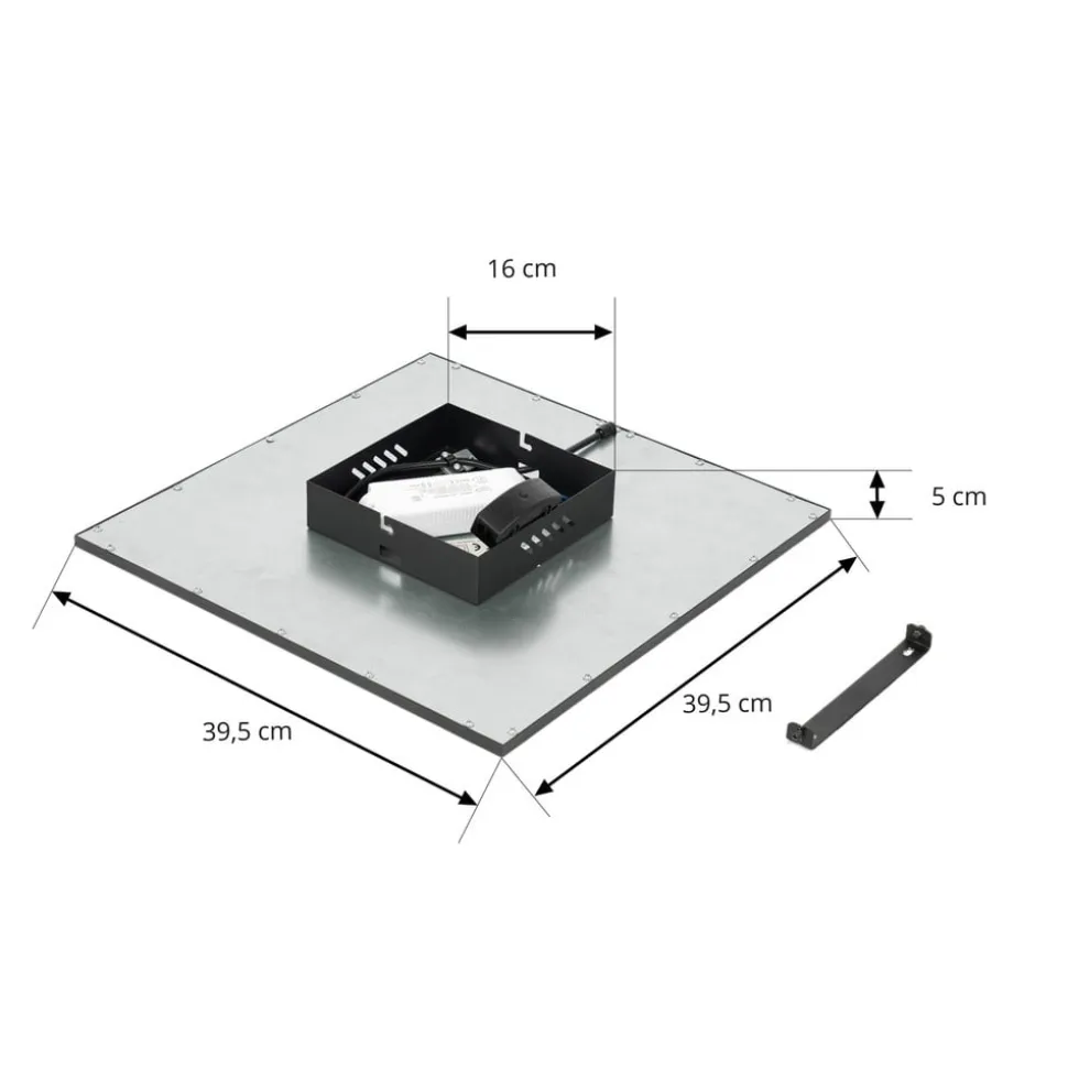 Lindby LED-panel Lamin, sort, 40 cm, CCT, dæmpbar, fjernbetjening