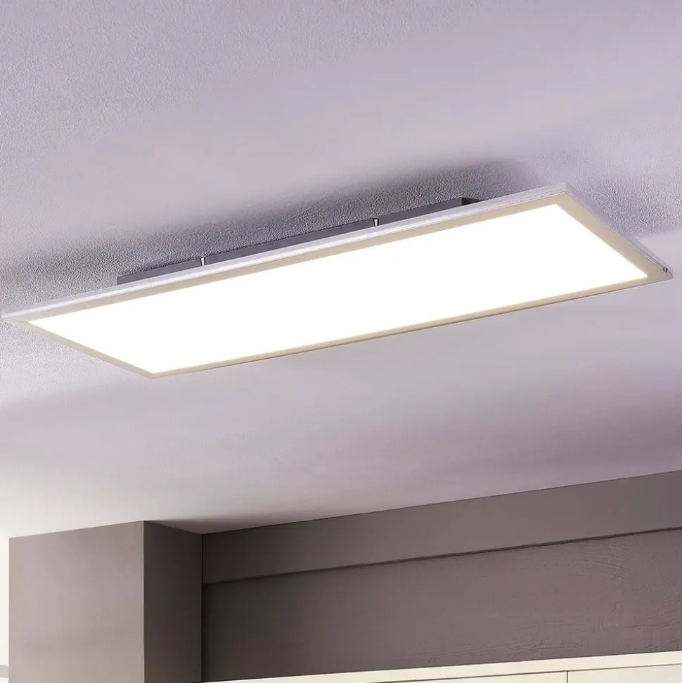 Lindby LED-panel Livel, 4000K, 80 cm x 30 cm, sølv, metal