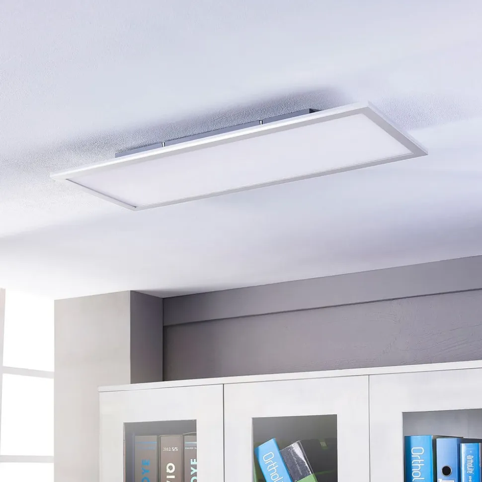 Lindby LED-panel Livel, 4000K, 80 cm x 30 cm, sølv, metal