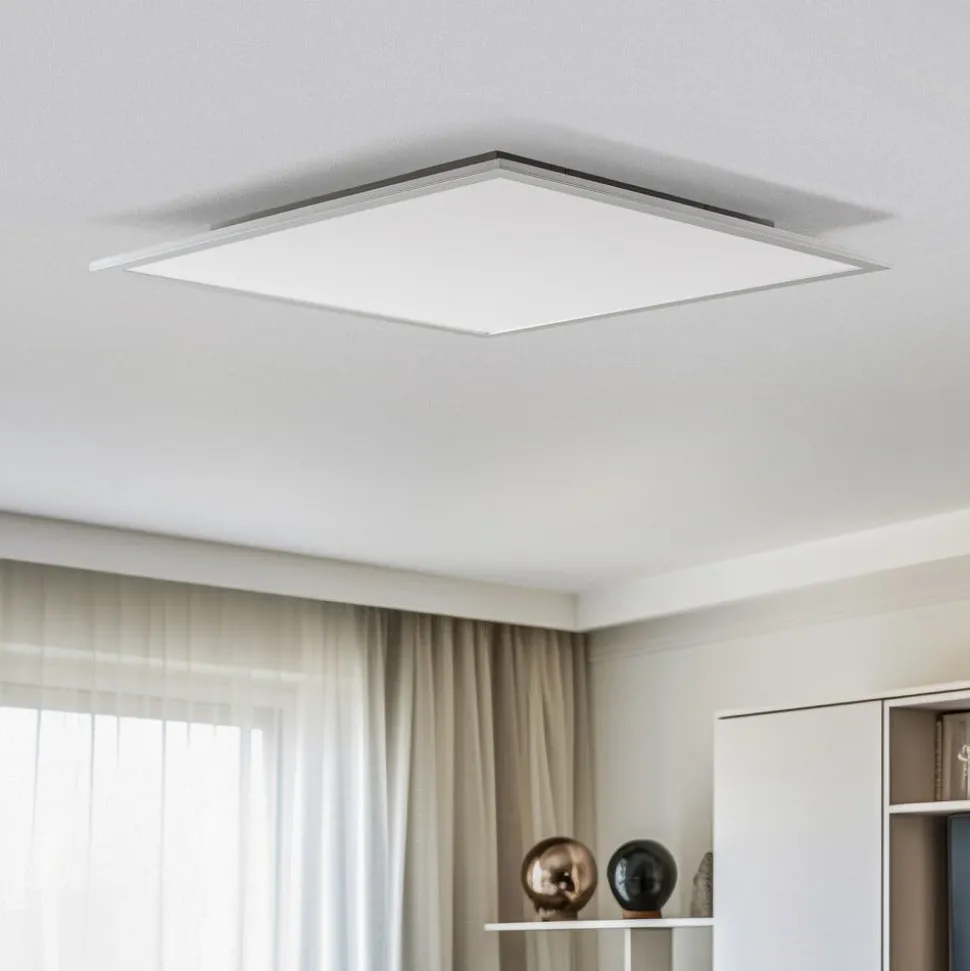 Lindby LED-panel Livel, 4000K, 62 cm x 62 cm, sølv, metal