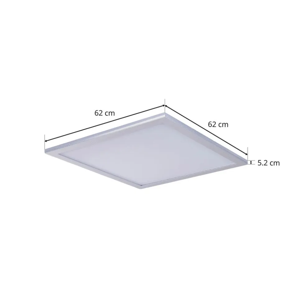 Lindby LED-panel Livel, 4000K, 62 cm x 62 cm, sølv, metal