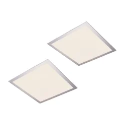 Lindby LED-panel Livel, sæt med 2, 4.000 K, 40 x 40 cm, sølv