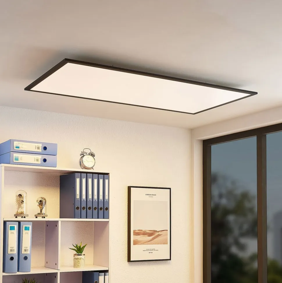 Lindby LED-panel Nelios, 120 x 60 cm, 4000K, sort, metal