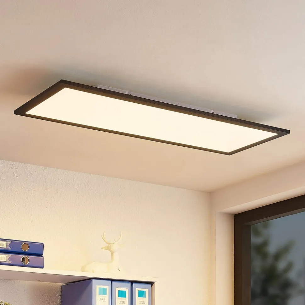 Lindby LED-panel Nelios, 80 x 30 cm, 4.000K, sort, metal