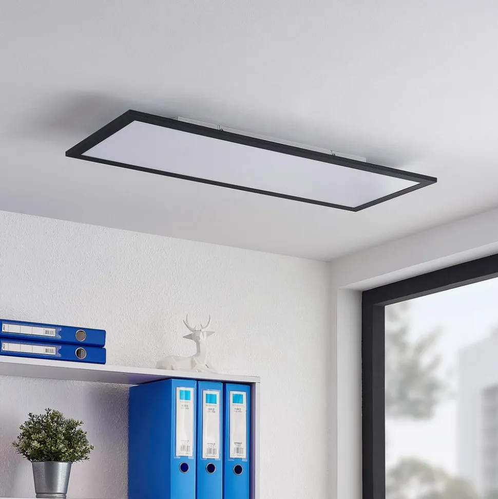 Lindby LED-panel Nelios, 80 x 30 cm, 4.000K, sort, metal