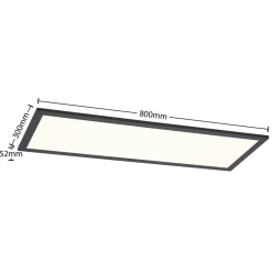 Lindby LED-panel Nelios, 80 x 30 cm, 4.000K, sort, metal