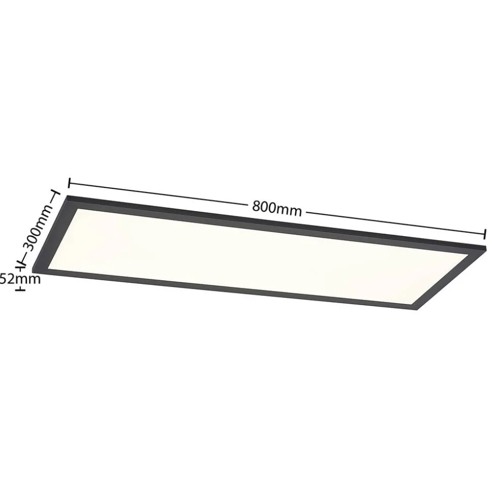 Lindby LED-panel Nelios, 80 x 30 cm, 4.000K, sort, metal
