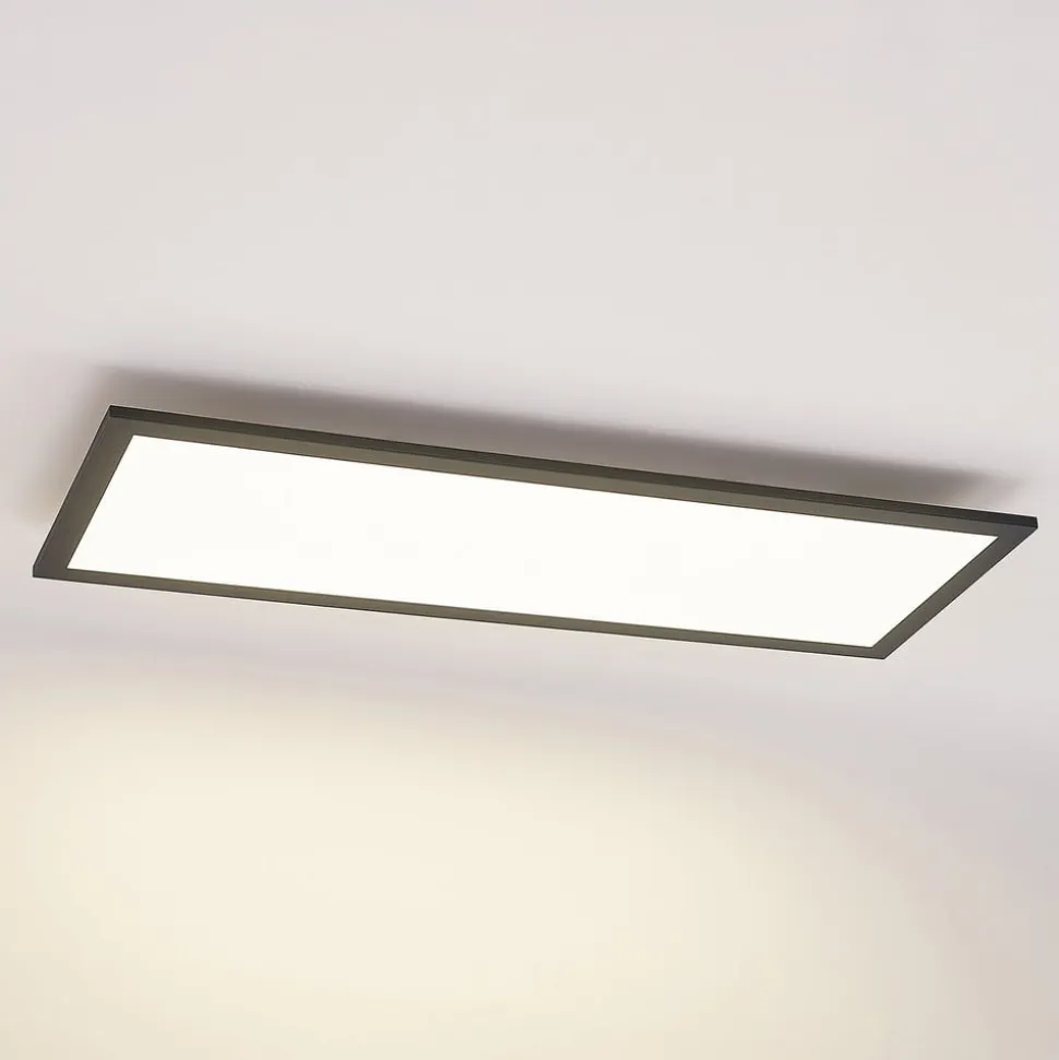 Lindby LED-panel Nelios, 80 x 30 cm, 4.000K, sort, metal