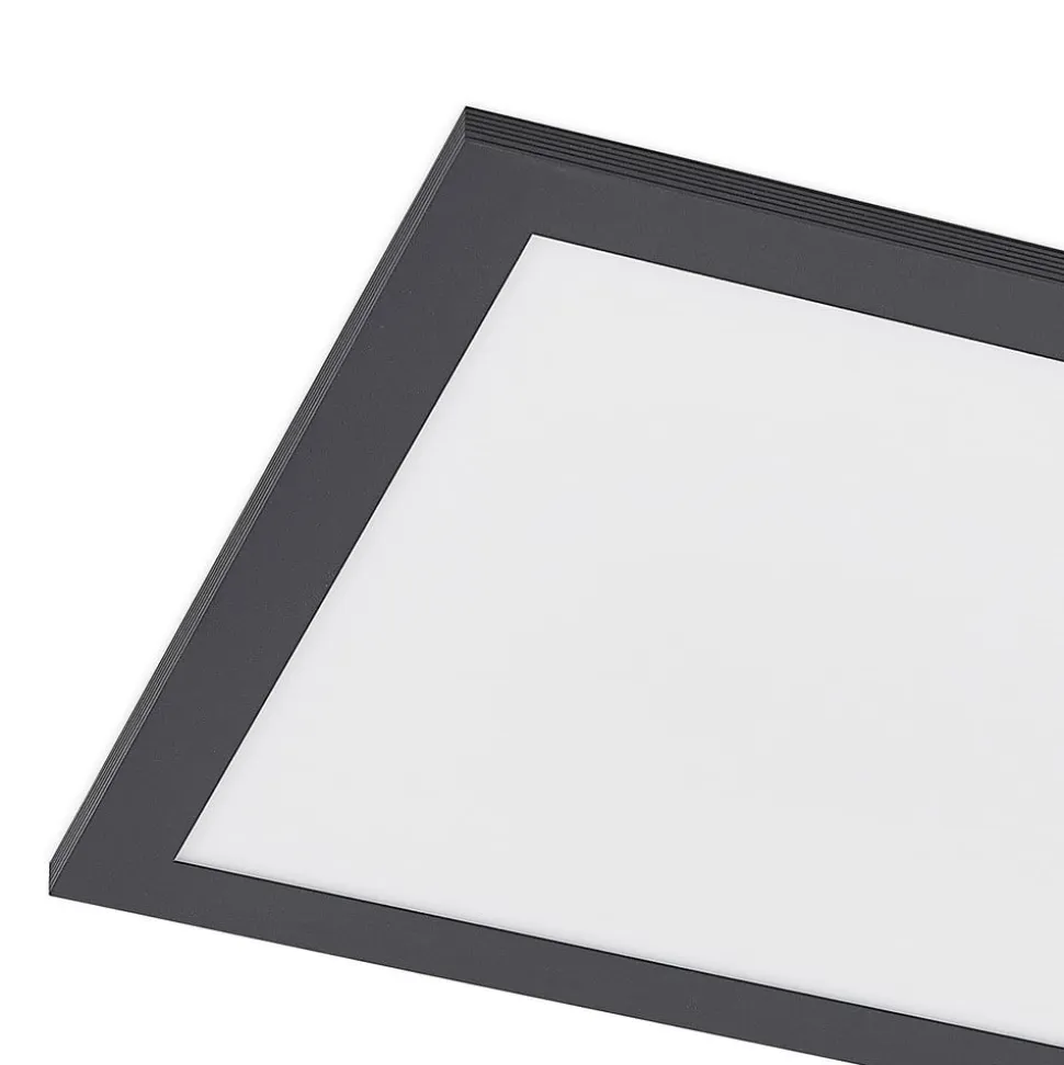 Lindby LED-panel Nelios, 80 x 30 cm, 4.000K, sort, metal