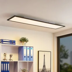 Lindby LED-panel Nelios, 120 x 30 cm, 4000K, sort, metal