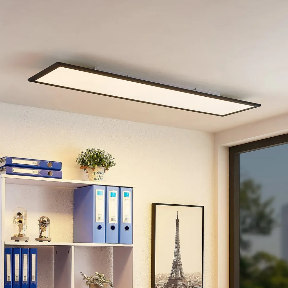 Lindby LED-panel Nelios, 120 x 30 cm, 4000K, sort, metal