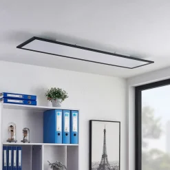 Lindby LED-panel Nelios, 120 x 30 cm, 4000K, sort, metal