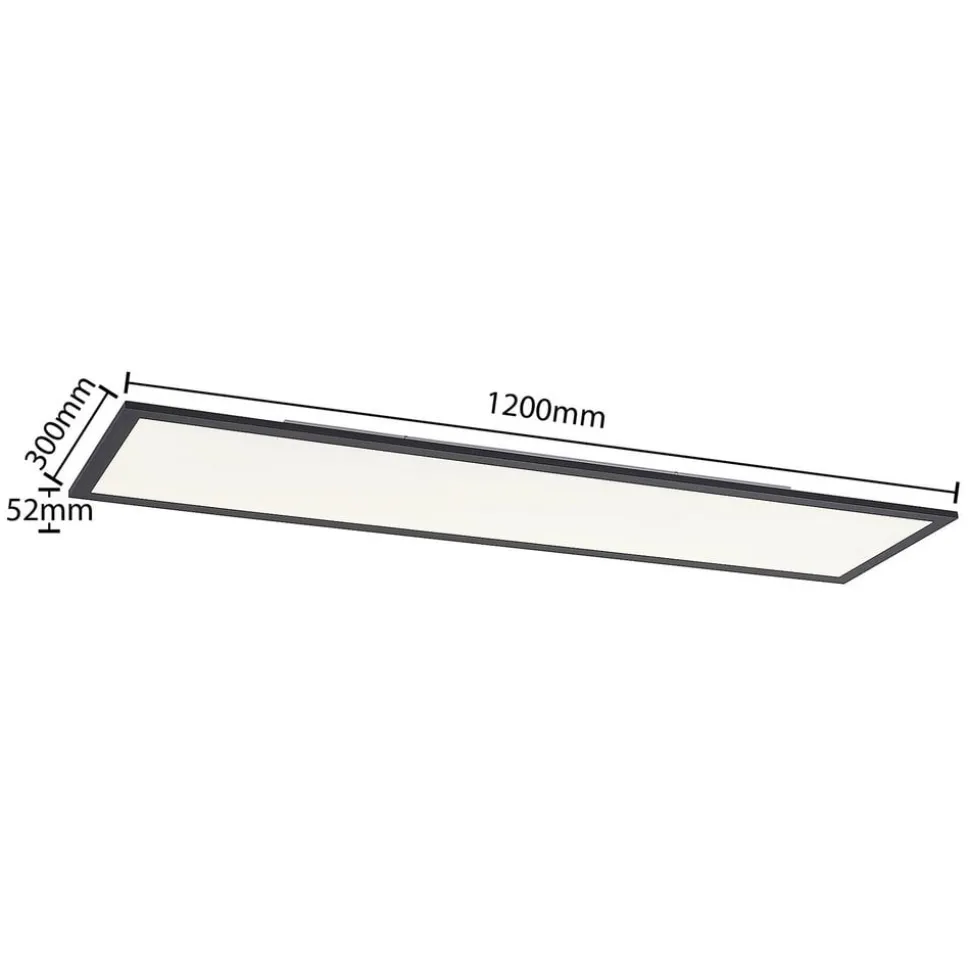 Lindby LED-panel Nelios, 120 x 30 cm, 4000K, sort, metal