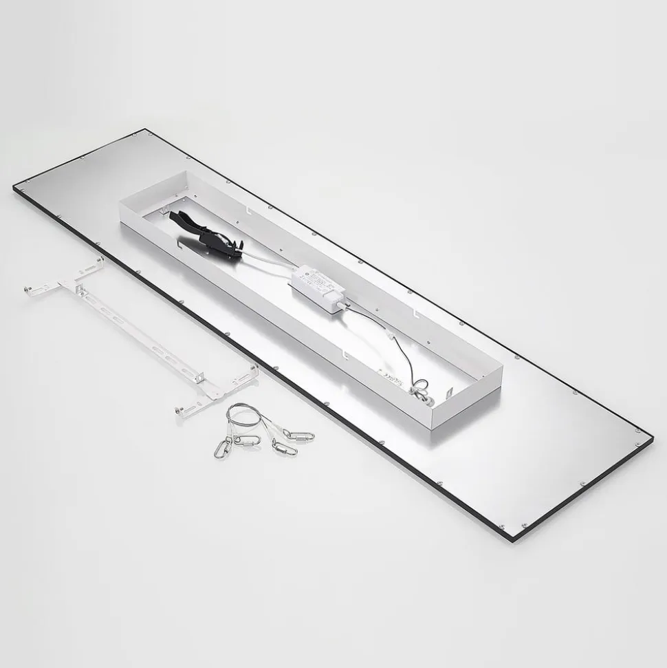 Lindby LED-panel Nelios, 120 x 30 cm, 4000K, sort, metal