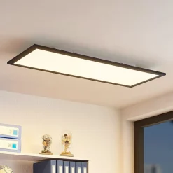 Lindby LED-panel Nelios, 80 x 30 cm, CCT, sort, metal