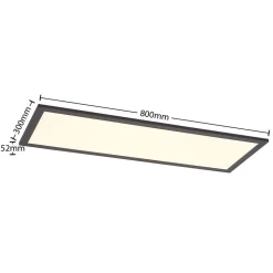 Lindby LED-panel Nelios, 80 x 30 cm, CCT, sort, metal