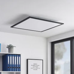 Lindby LED-panel Nelios, 62 x 62 cm, 4.000K, sort, metal