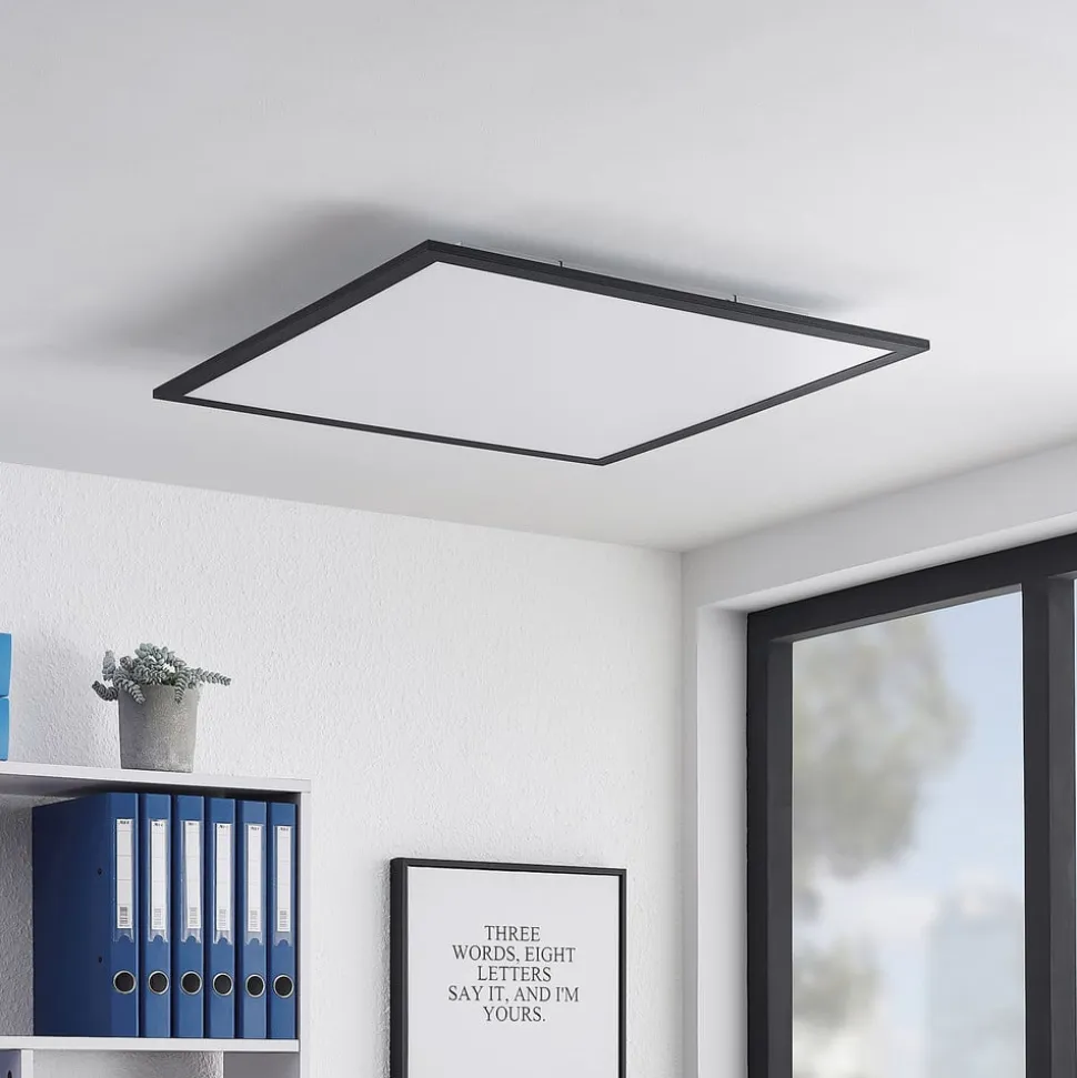 Lindby LED-panel Nelios, 62 x 62 cm, 4.000K, sort, metal