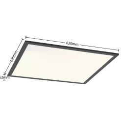 Lindby LED-panel Nelios, 62 x 62 cm, 4.000K, sort, metal