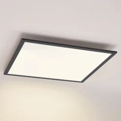 Lindby LED-panel Nelios, 62 x 62 cm, 4.000K, sort, metal
