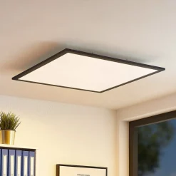 Lindby LED-panel Nelios, 62 x 62 cm, CCT, sort, metal