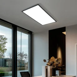 Lindby LED-panel Nelios, 120 x 60 cm, CCT, sort, metal