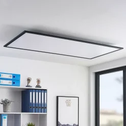 Lindby LED-panel Nelios, 120 x 60 cm, CCT, sort, metal