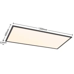 Lindby LED-panel Nelios, 120 x 60 cm, CCT, sort, metal
