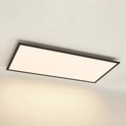 Lindby LED-panel Nelios, 120 x 60 cm, CCT, sort, metal
