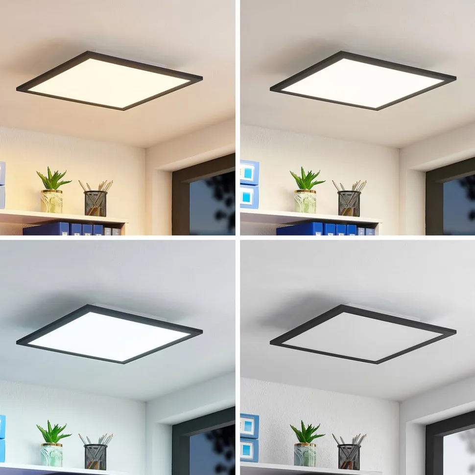 Lindby LED-panel Nelios, 40 x 40 cm, CCT, sort, metal