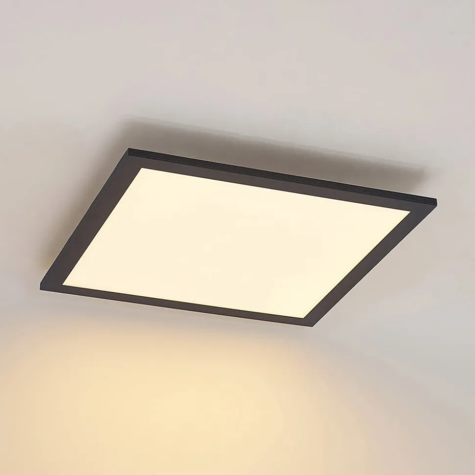 Lindby LED-panel Nelios, 40 x 40 cm, CCT, sort, metal