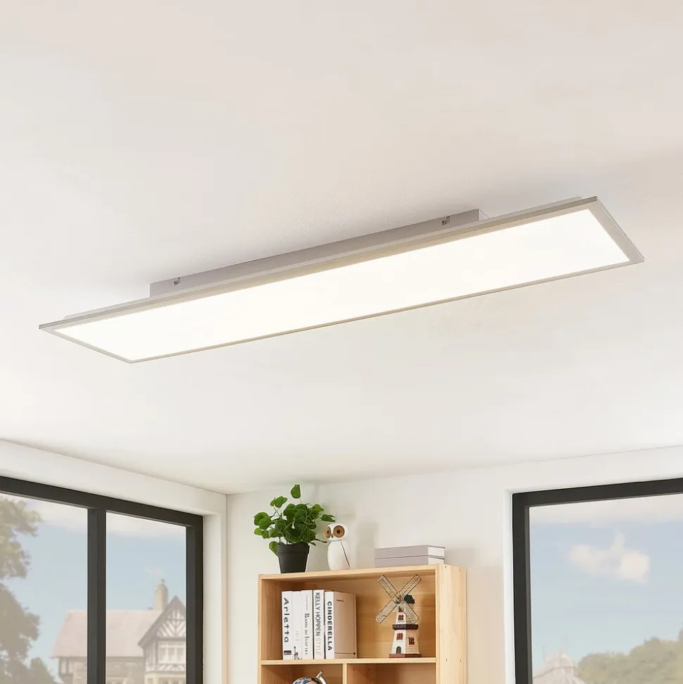 Lindby LED-panel Stenley, 4.000 K, 120 cm x 30 cm, sølv/hvid