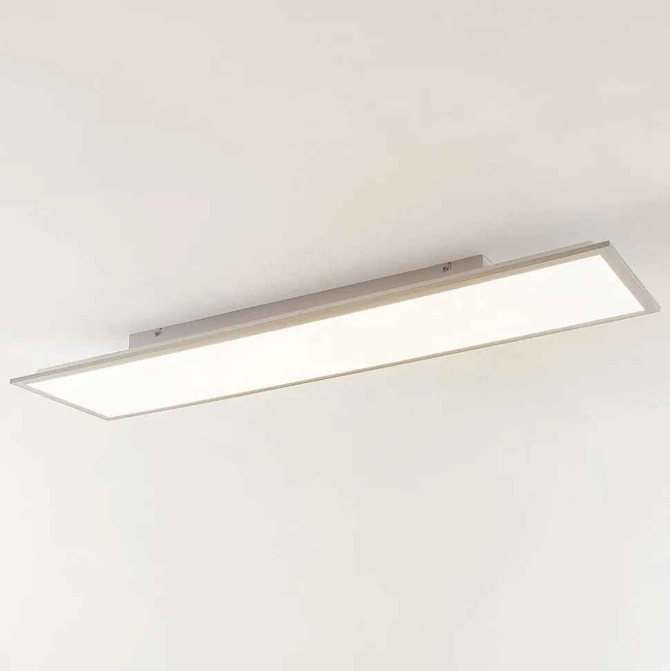 Lindby LED-panel Stenley, 4.000 K, 120 cm x 30 cm, sølv/hvid