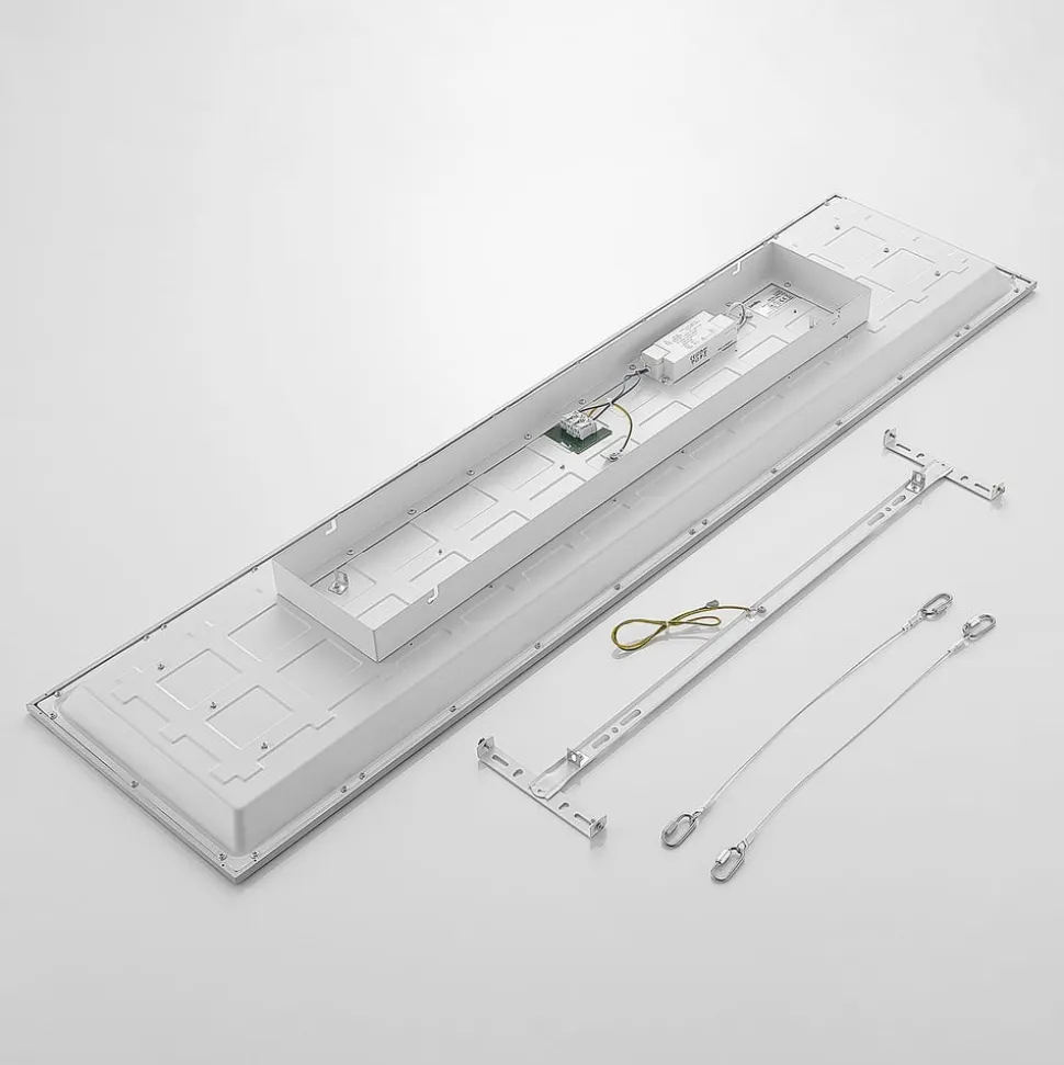 Lindby LED-panel Stenley, 4.000 K, 120 cm x 30 cm, sølv/hvid