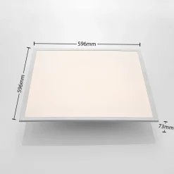 Lindby LED-panel Stenley, 4.000 K, 60 cm x 60 cm, sølv/hvid
