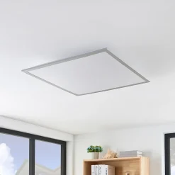 Lindby LED-panel Stenley, 4.000 K, 60 cm x 60 cm, sølv/hvid