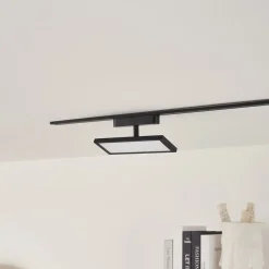 Lindby LED-panel 48V Lumaro, sort, aluminium, længde 20 cm, dæmpbar