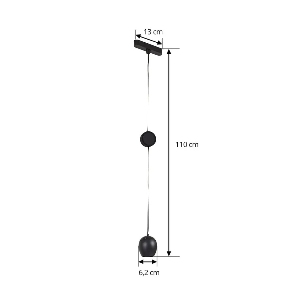 Lindby LED-pendellampe Lumaro, sort,Ø6,2 cm,48V,dæmpbar