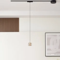 Lindby LED-pendellampe Lumaro, guld, Ø 8 cm, aluminium, 48V, dæmpbar