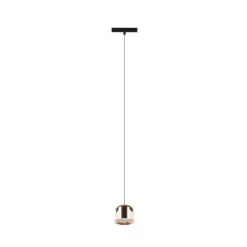 Lindby LED-pendellampe Lumaro, guld, Ø 8 cm, aluminium, 48V, dæmpbar