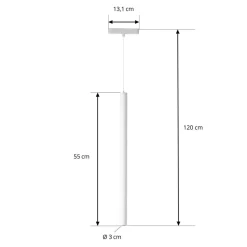 Lindby LED-pendellampe Lumaro, hvid, Ø 3cm,aluminium,48V,dæmpbar
