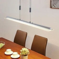 Lindby LED-pendellampe Sladja, krom, glas, touchdæmper