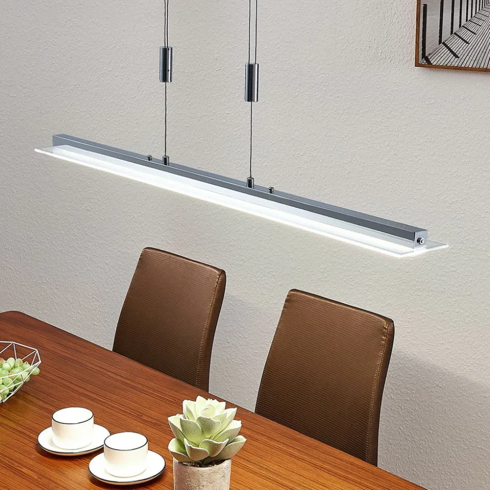 Lindby LED-pendellampe Sladja, krom, glas, touchdæmper