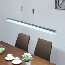 Lindby LED-pendellampe Sladja, krom, glas, touchdæmper