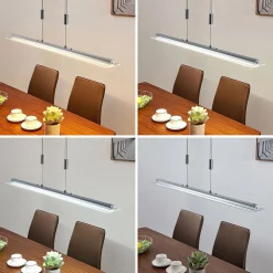 Lindby LED-pendellampe Sladja, krom, glas, touchdæmper
