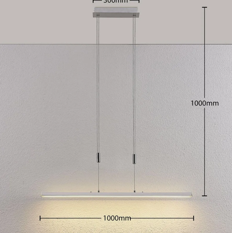 Lindby LED-pendellampe Sladja, krom, glas, touchdæmper