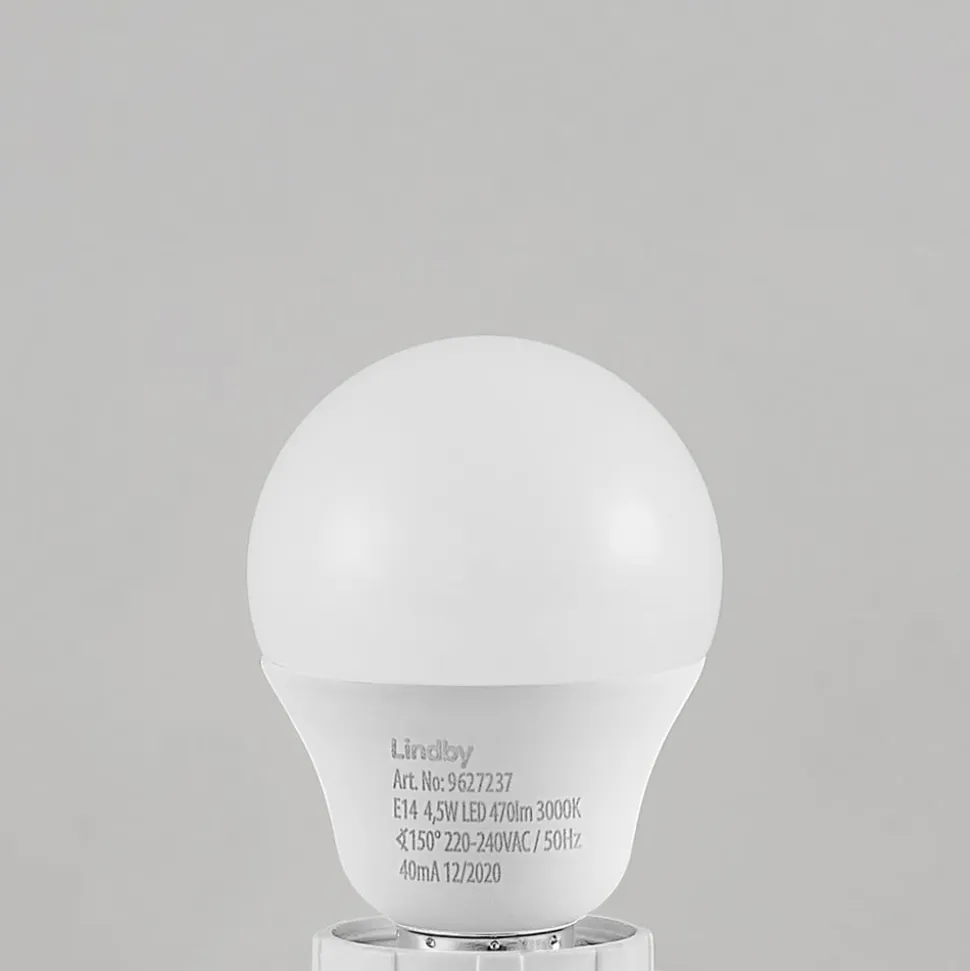 Lindby LED-pære E14 G45 4,5W 3.000K opal sæt med 2 stk
