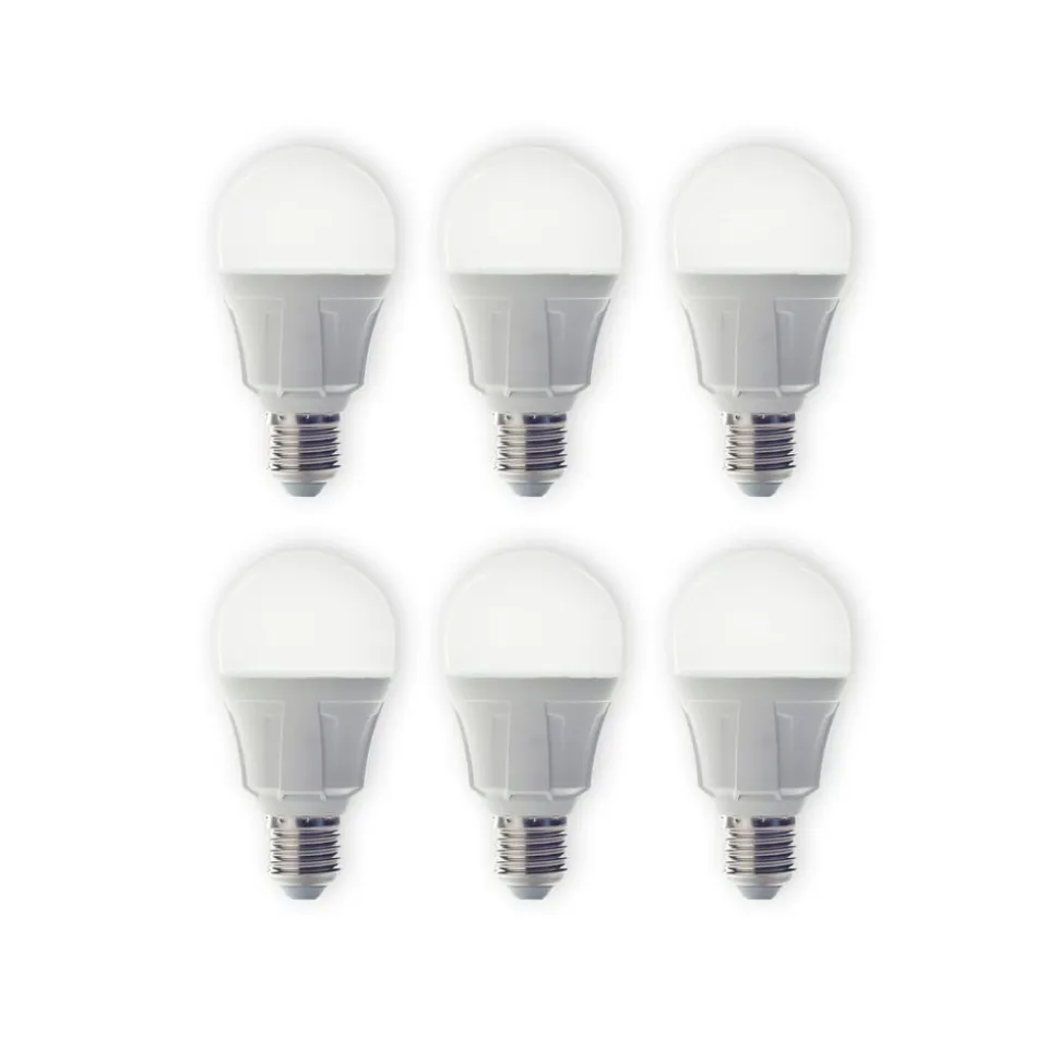 Lindby LED-pære, sæt med 6 stk, E27, 8,5 W, mat, 3.000 K