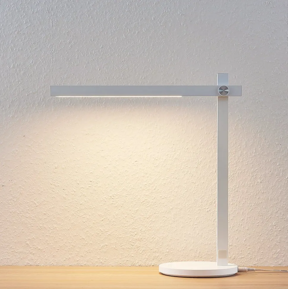 Lindby LED-skrivebordslampe Loretta, højde 43 cm, hvid, CCT